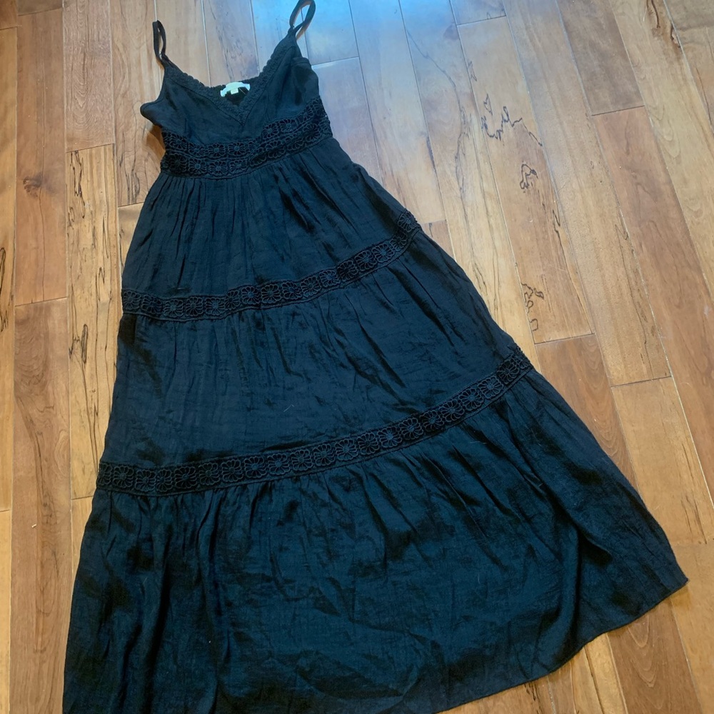 Black Maxi Dress with Lace Details size medium By rebellion new without tag - Picture 2 of 6
